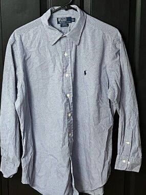 Ralph Lauren Navy and White Mini-Check Dress Shirt
